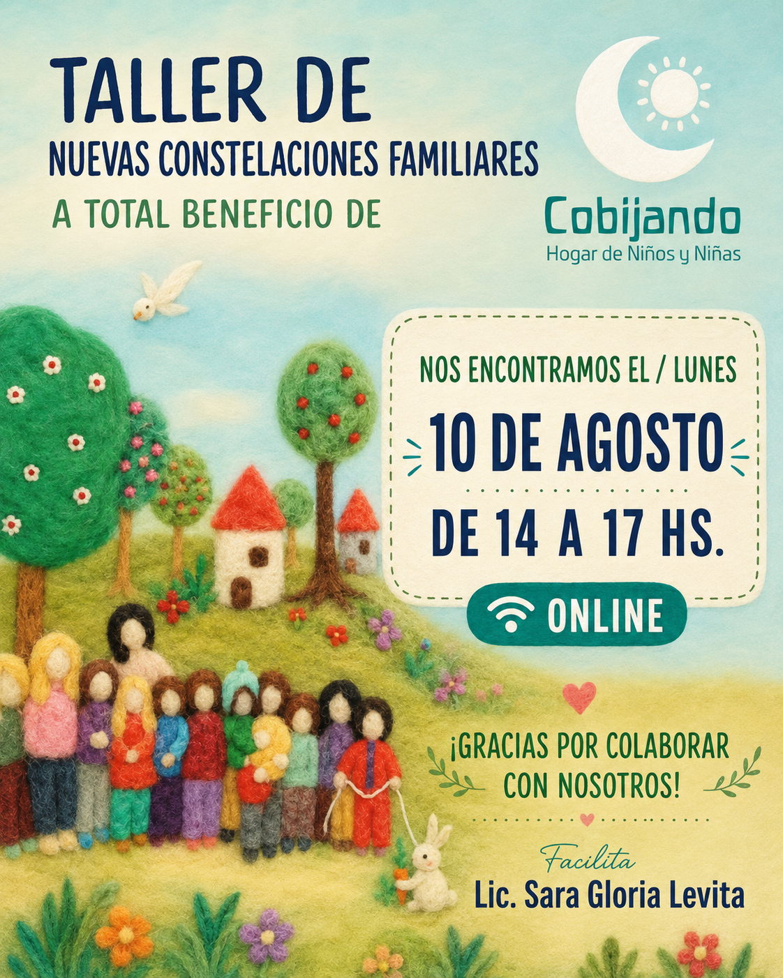 Taller online de Constelaciones Familiares y Nuevas Constelaciones A beneficio de Cobijando el Futuro Asociación Civil